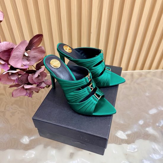 Yves Saint Laurent Elegant High-Heeled Mules with Logo Accent