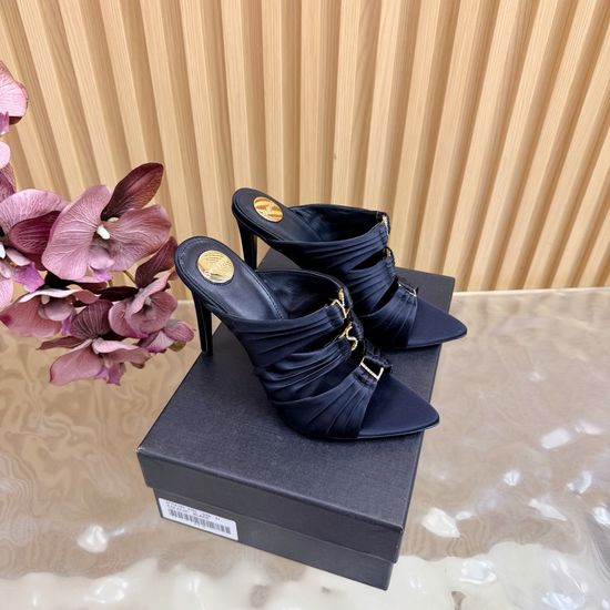 Yves Saint Laurent Elegant High-Heeled Mules with Logo Accent