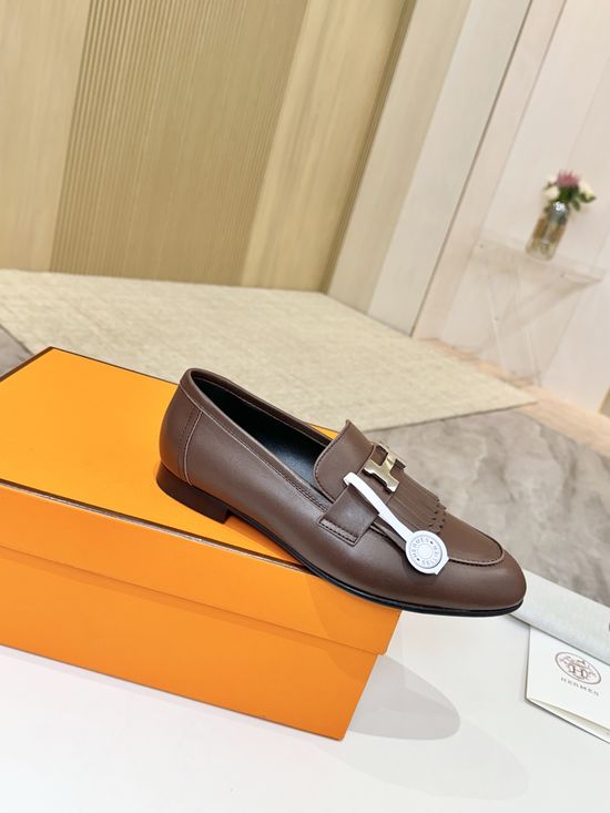Hermes Premium Sheepskin Leather Sole Comfort Dress Shoes