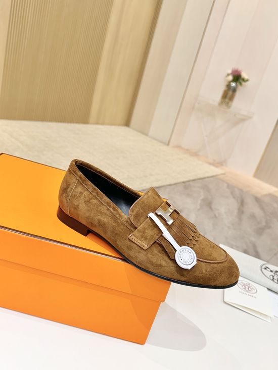 Hermes Premium Suede Leather Sole Soft Dress Shoes