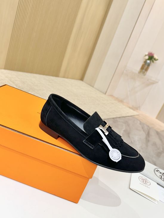 Hermes Premium Suede Leather Sole Soft Dress Shoes