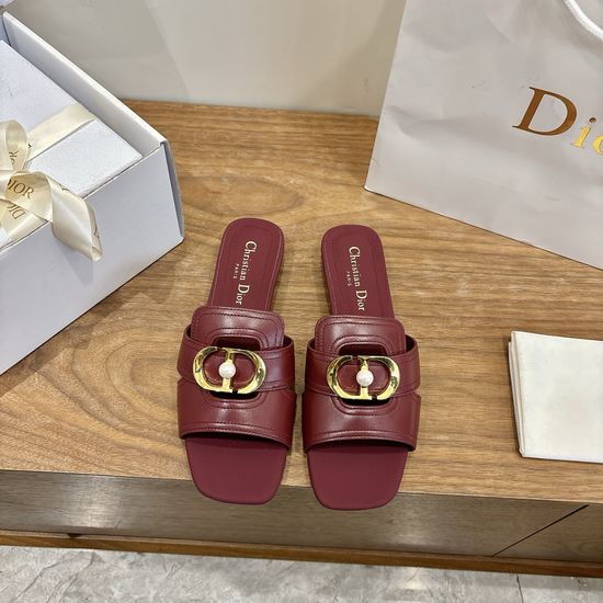 Christian Dior Peep-toe Slingback Sandals with Pearl Logo Buckle