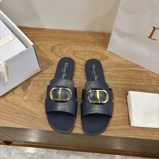 Christian Dior Cut-out Design Open-toe Leather Flats