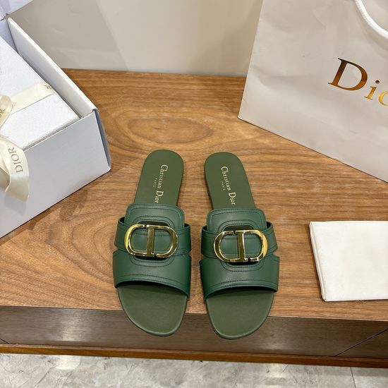 Christian Dior Cut-out Design Open-toe Leather Flats