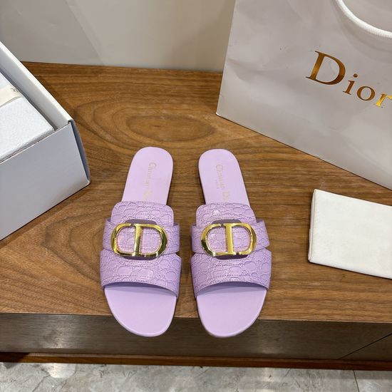 Christian Dior Embossed Pattern Open-toe Slip-on Flats