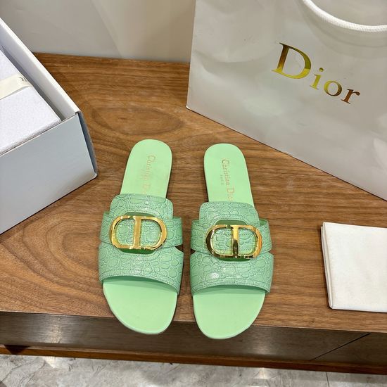 Christian Dior Embossed Pattern Open-toe Slip-on Flats