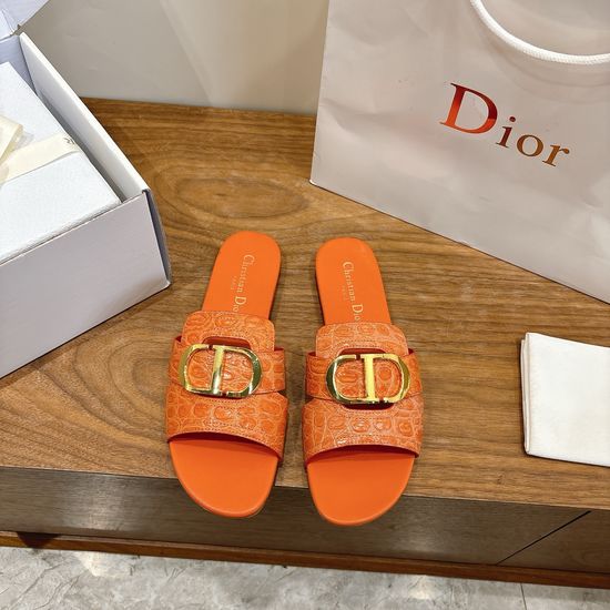 Christian Dior Embossed Pattern Open-toe Slip-on Flats