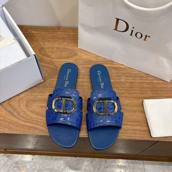 Christian Dior Embossed Pattern Open-toe Slip-on Flats