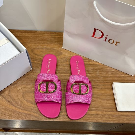 Christian Dior Embossed Pattern Open-toe Slip-on Flats