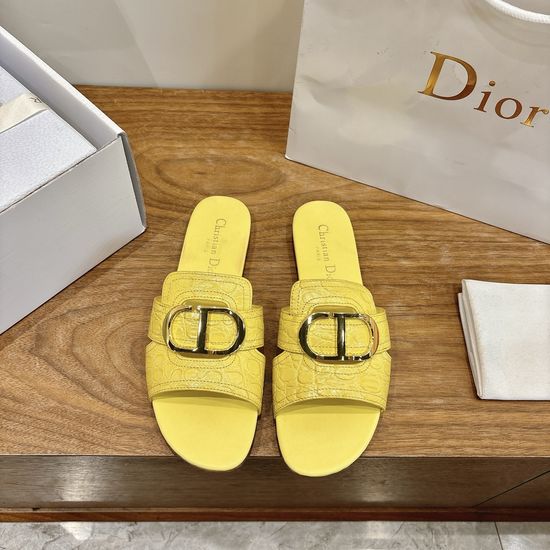 Christian Dior Embossed Pattern Open-toe Slip-on Flats