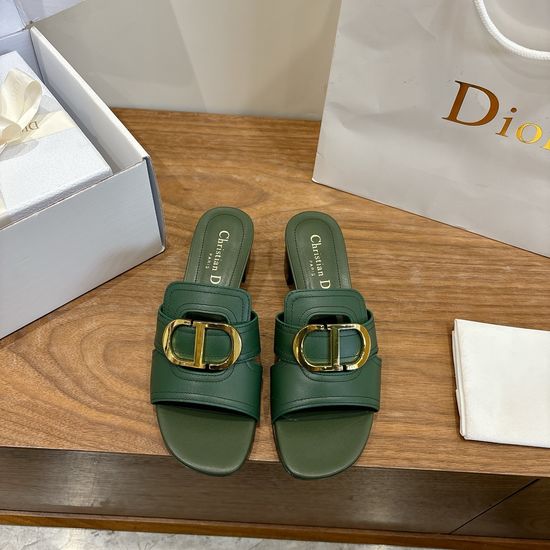 Christian Dior Low-heeled Open-toe Leather Shoes