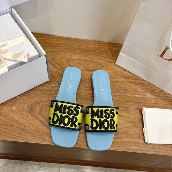 Christian Dior Color-block Slip-on Sandals with Embroidered Logo
