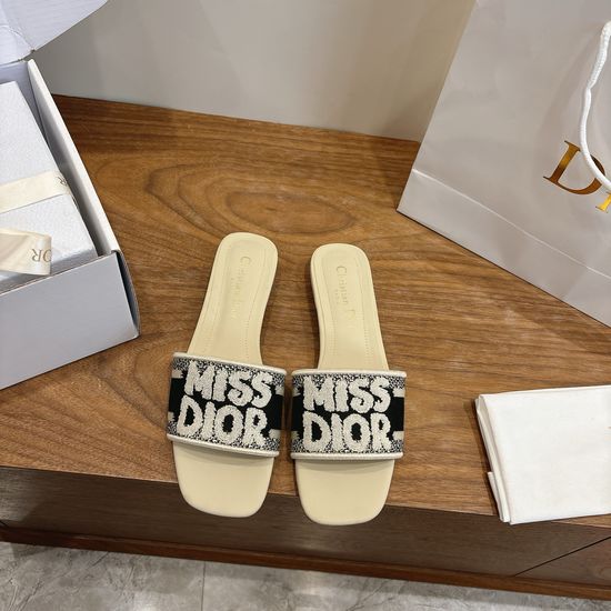 Christian Dior Color-block Slip-on Sandals with Embroidered Logo
