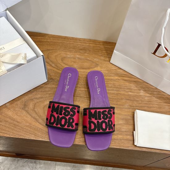 Christian Dior Color-block Slip-on Sandals with Embroidered Logo