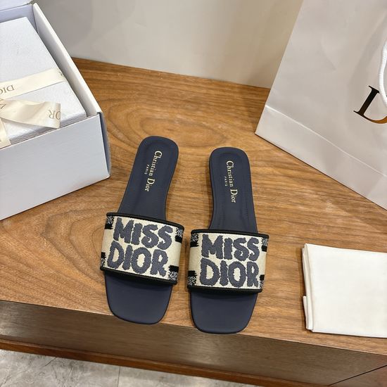 Christian Dior Color-block Slip-on Sandals with Embroidered Logo