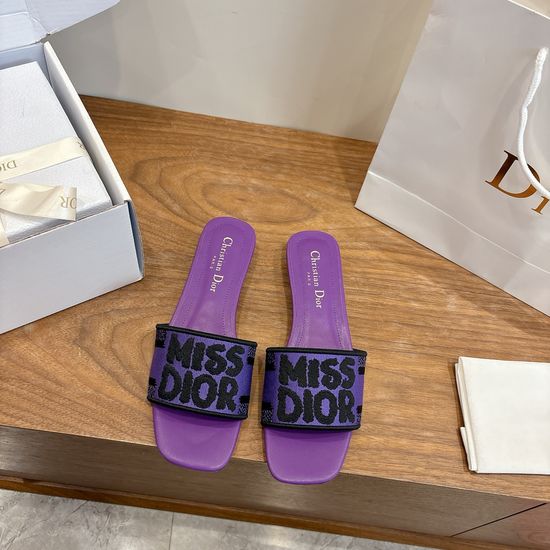 Christian Dior Color-block Slip-on Sandals with Embroidered Logo