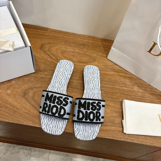 Christian Dior Color-block Slip-on Sandals with Embroidered Logo