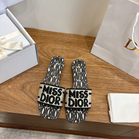 Christian Dior Color-block Slip-on Sandals with Embroidered Logo