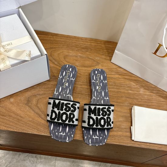 Christian Dior Color-block Slip-on Sandals with Embroidered Logo