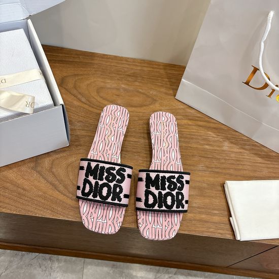 Christian Dior Color-block Slip-on Sandals with Embroidered Logo