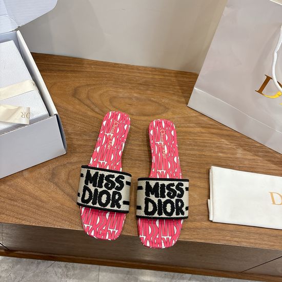 Christian Dior Color-block Slip-on Sandals with Embroidered Logo