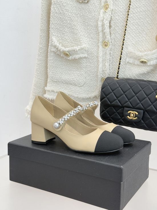 Chanel Color Block Rhinestone Mary Jane Shoes Elegant Comfortable