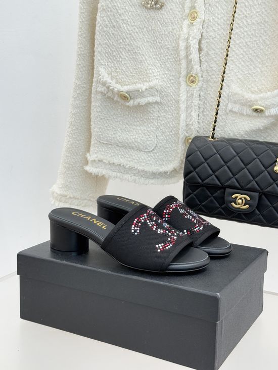 Chanel Mesh Rhinestone Slide Sandals Elegant Breathable Versatile