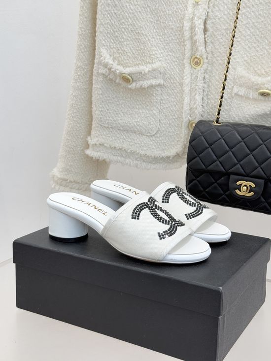 Chanel Mesh Rhinestone Slide Sandals Elegant Breathable Versatile