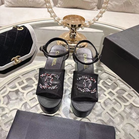 Chanel Beaded Embellished Platform Sandals Comfortable Wide Foot Friendly