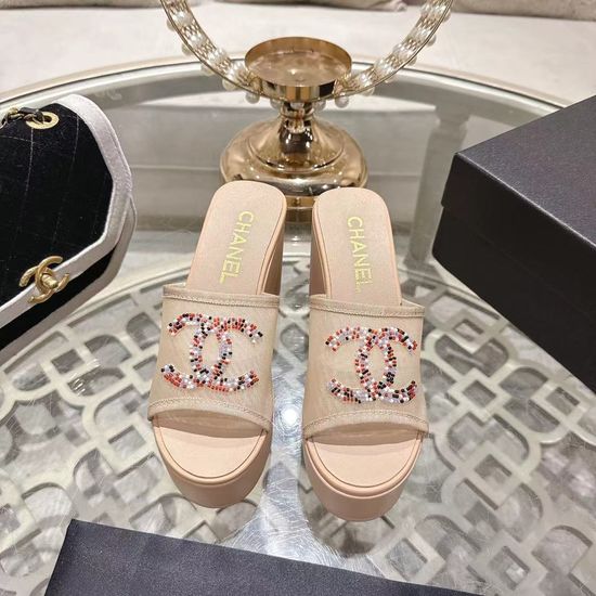 Chanel Beaded Embellished Platform Sandals Comfortable Wide Foot Friendly