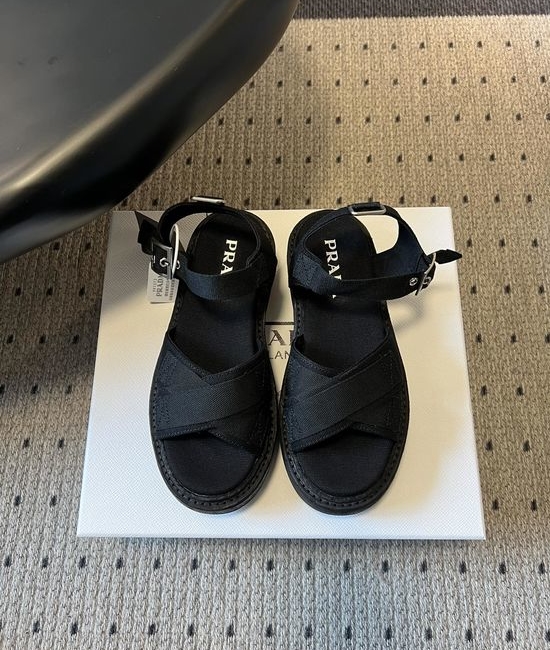 Prada Crisscross Platform Canvas Sandals Soft Comfortable Casual Summer Footwear