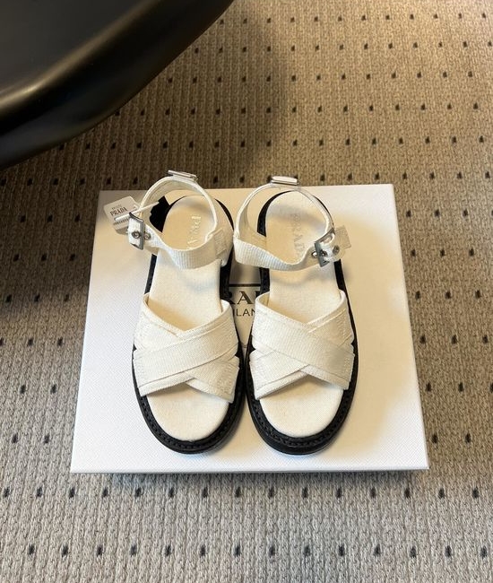 Prada Crisscross Platform Canvas Sandals Soft Comfortable Casual Summer Footwear