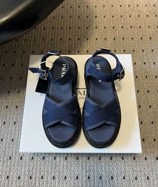 Prada Crisscross Platform Canvas Sandals Soft Comfortable Casual Summer Footwear