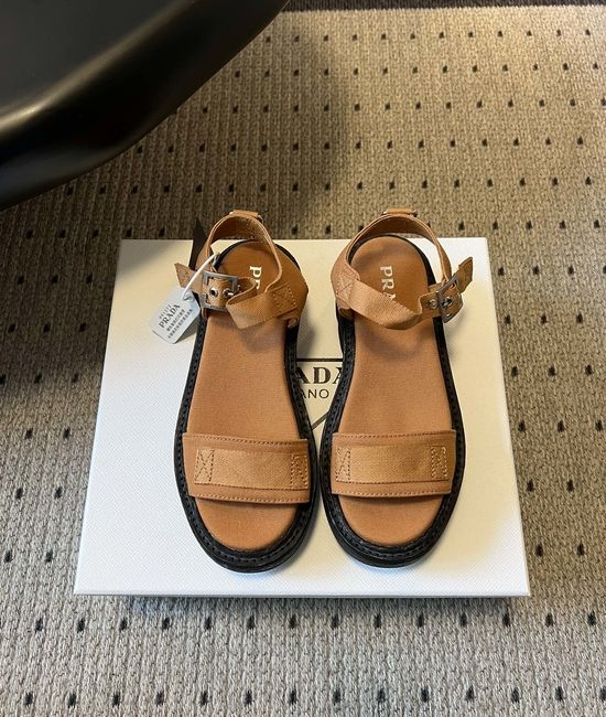 Prada Platform Webbing Sandals Comfortable Breathable All-match Daily Footwear