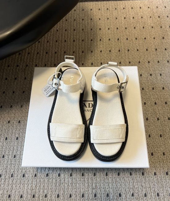 Prada Platform Webbing Sandals Comfortable Breathable All-match Daily Footwear