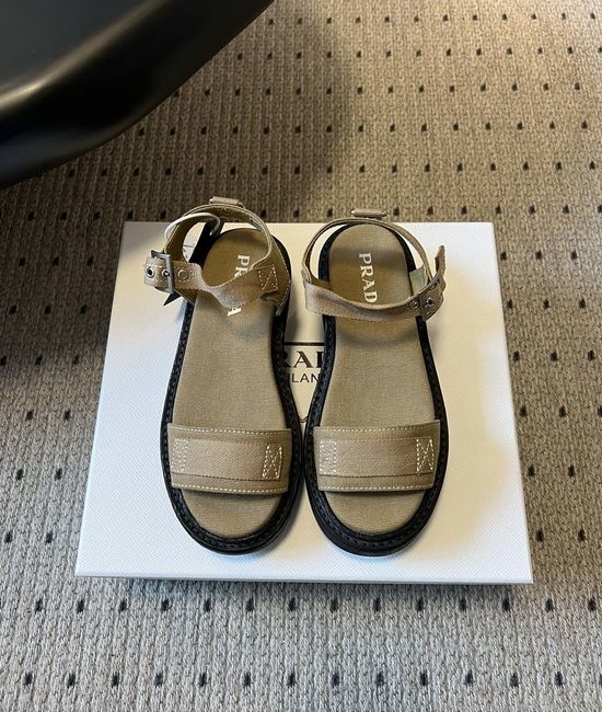 Prada Platform Webbing Sandals Comfortable Breathable All-match Daily Footwear