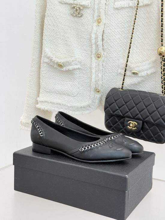 Chanel Classic Stitched Leather Low Heel Flats Comfortable Casual Dress Shoes