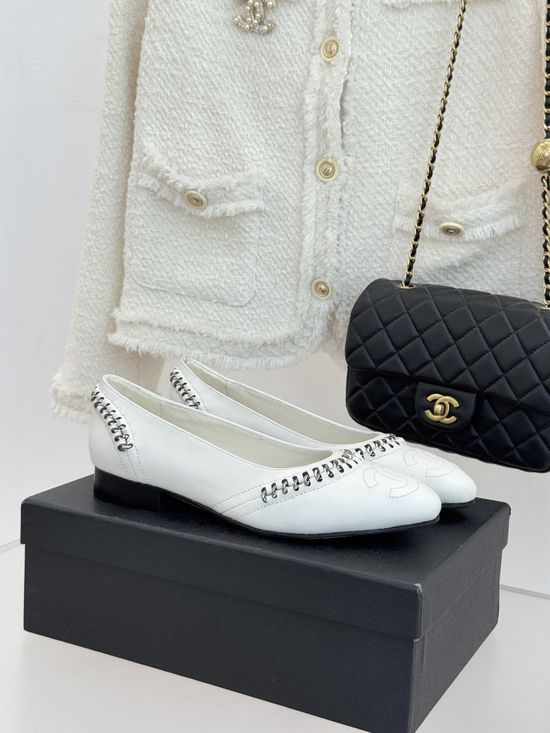 Chanel Classic Stitched Leather Low Heel Flats Comfortable Casual Dress Shoes