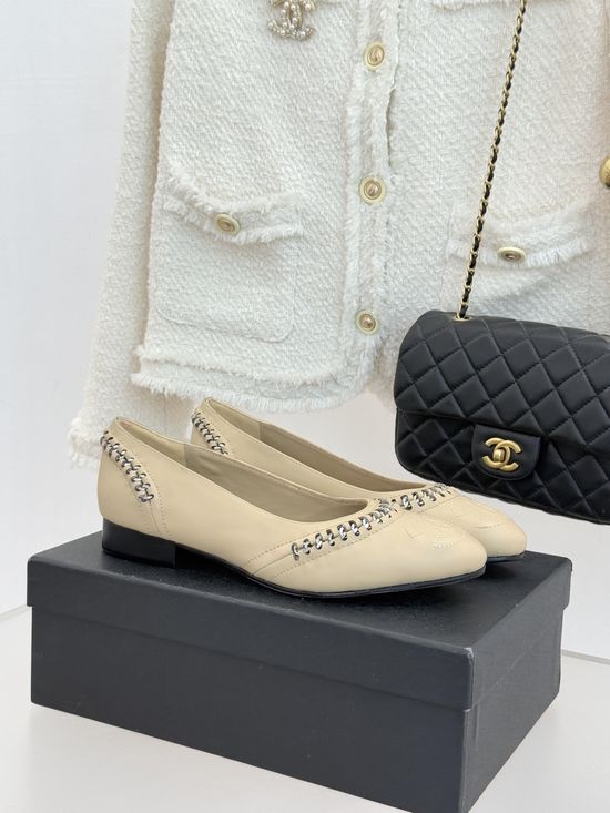 Chanel Classic Stitched Leather Low Heel Flats Comfortable Casual Dress Shoes