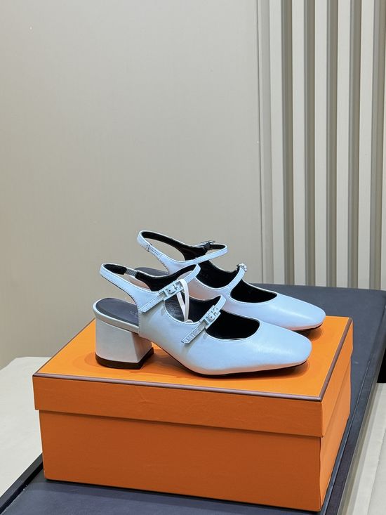 Hermes Dual Strap Soft Leather Mary Jane Shoes Elegant Daily Footwear