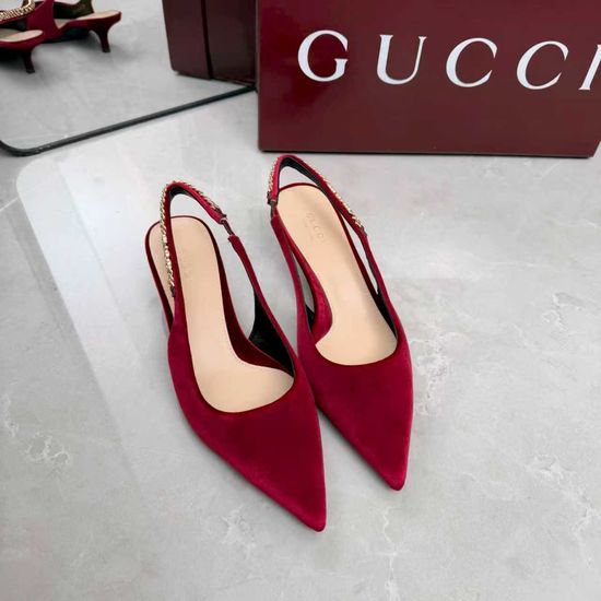 Gucci Velvet Ankle Strap Heeled Sandals Leather Lined