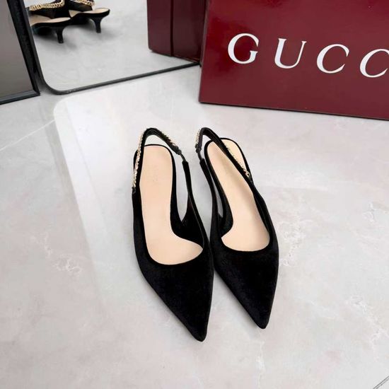 Gucci Velvet Ankle Strap Heeled Sandals Leather Lined