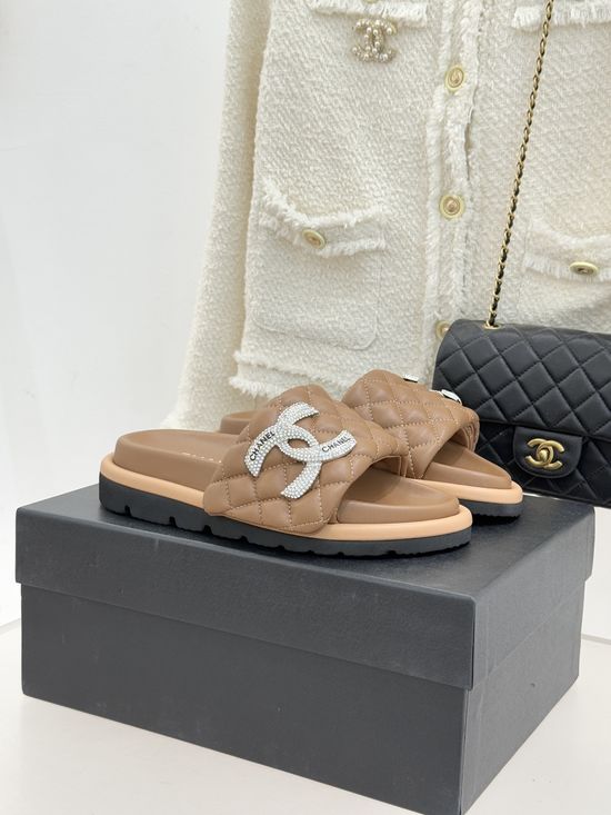 Chanel Quilted Thick Sole Slip On Casual Comfort Slides