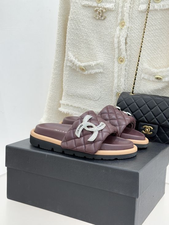 Chanel Quilted Thick Sole Slip On Casual Comfort Slides