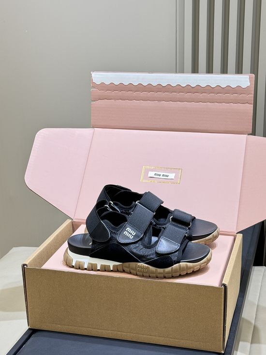 Miu Miu Hook-and-loop Sport Sandals Non-slip Rubber Sole Daily Wear