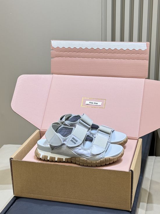 Miu Miu Hook-and-loop Sport Sandals Non-slip Rubber Sole Daily Wear