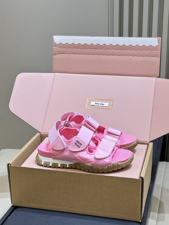 Miu Miu Hook-and-loop Sport Sandals Non-slip Rubber Sole Daily Wear