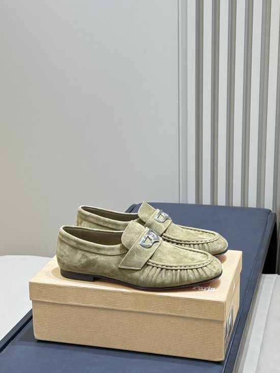 Christian Louboutine Black Suede Loafers With Metal Buckle For Daily Wear