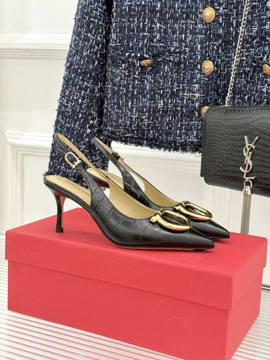 Ferragamo Italian Elegance: Metal Buckle High Heel Sandals