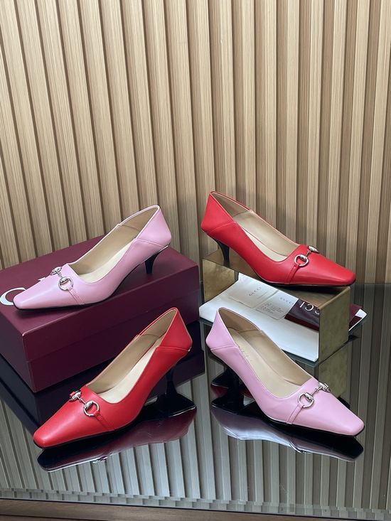 Gucci Square Toe Buckle Low Heel Elegant Dress Shoes